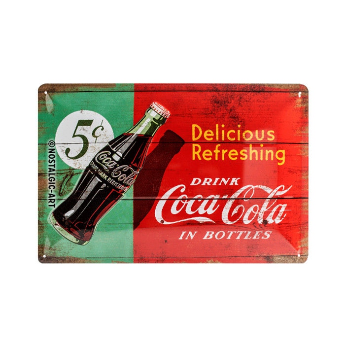 Nostalgic-Art Retro tin sign, 20 x 30 cm, "Coca-Cola - Delicious Refreshing", gift idea for Coke fans, made of metal, vintage design