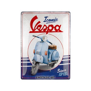 Nostalgic-Art Retro Blechschild, 30 x 40 cm, &quot;Vespa – Iconic since 1946&quot;, Geschenk-Idee für Roller-Fans, aus Metall, Vintage Design