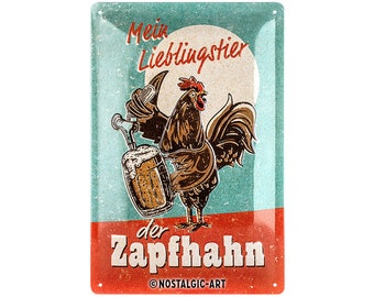 Nostalgic-Art embossed & curved tin sign "Favorite animal tap", 20 x 30 cm, Made in Germany, vintage gift idea for beer fans
