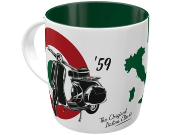 Nostalgic-Art Retro Kaffee-Becher, 330 ml, "Vespa – The Italian Classic", Geschenk-Idee für Roller-Fans, Keramik-Tasse, Vintage Design