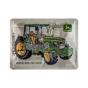 Nostalgic-Art Targa in metallo retrò, 15 x 20 cm, "John Deere - Modello 6410 Cutaway", idea regalo per gli appassionati di trattori, in metallo, design vintage