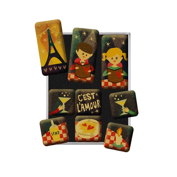 Nostalgic-Art Aimants Frigo Rétro - Lot De 9 Pièces Design Vintage Années 50 - Cadeau Original Et Coloré