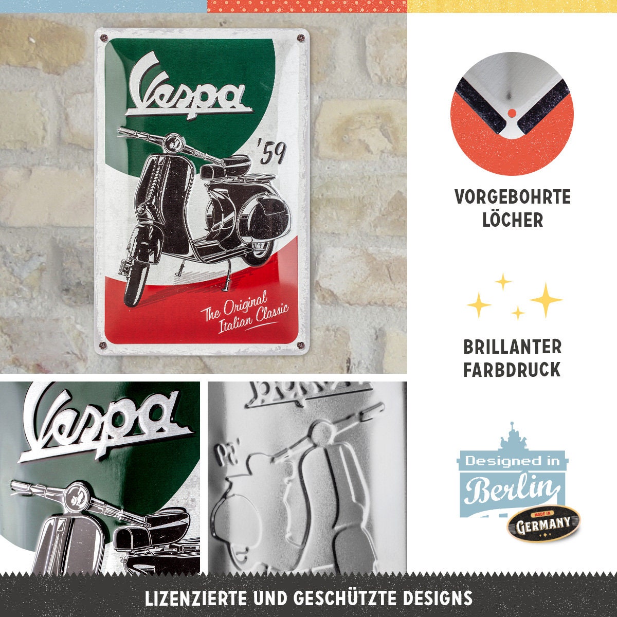 Targa Vintage Honda MC - Parking Only, Metallica 30x40cm, Decorazione Retrò Per Appassionati Moto - Foto 4