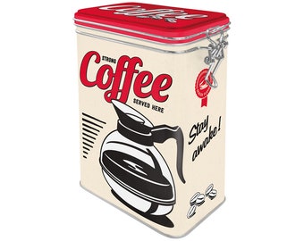 Nostalgic-Art Lata de café retro, 1,3 l, "Strong Coffee", idea de regalo para los amantes del café, lata con tapa aromática, diseño vintage