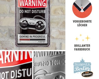 Retro Blechschild Gaming Zimmer - 20x30 Cm Tür- Oder Wandschild