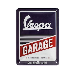 Nostalgic-Art Targa in metallo retrò, 15 x 20 cm, "Vespa - Garage", idea regalo per gli appassionati di scooter, in metallo, design vintage