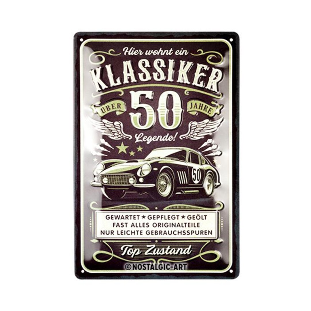 Retro Blechschild '50 Years Birthday' – 15x20 Cm, Metall, Vintage Design, Made In Germany