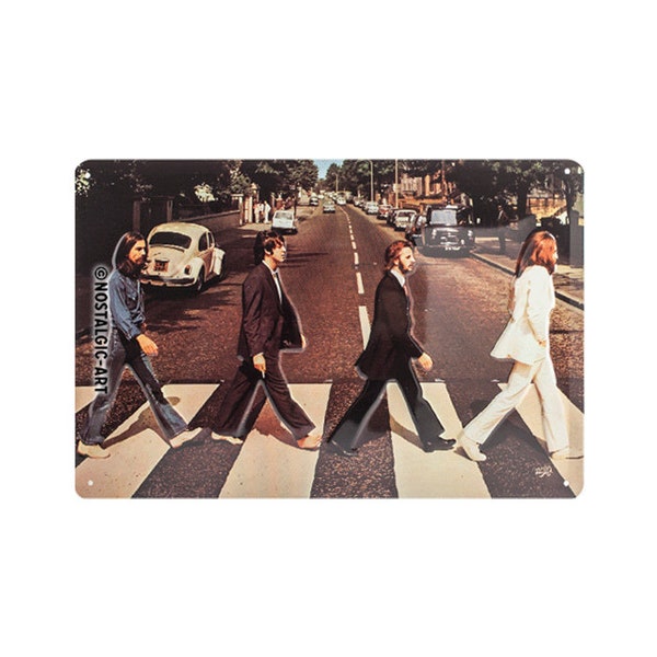 Nostalgic-Art Plaque rétro en tôle, 20 x 30 cm, « Fab4 - Abbey Road », idée cadeau pour les fans des Beatles, en métal, design vintage