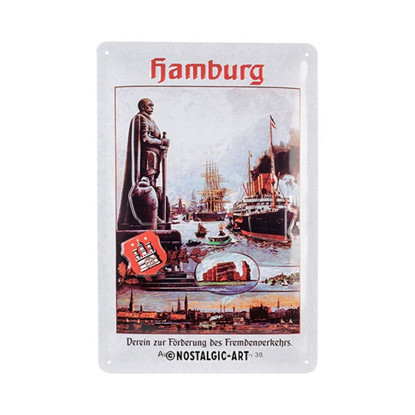 Nostalgic-Art Retro Blechschild, 20 x 30 cm, "Hamburg – Förderung des Fremdenverkehrs", Souvenir & Geschenk-Idee, aus Metall, Vintage Design