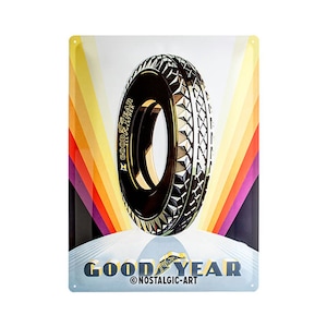 Nostalgic-Art Targa in metallo retrò, 30 x 40 cm, "Goodyear - Rainbow Wheel", idea regalo per gli appassionati di motori, in metallo, design vintage