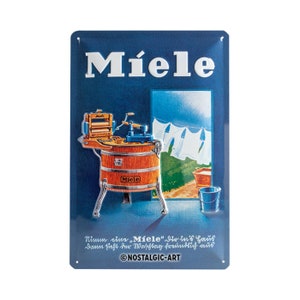 Nostalgic-Art Retro tin sign, 20 x 30 cm, "Miele - Washing Tub", gift idea for nostalgia fans, made of metal, vintage design