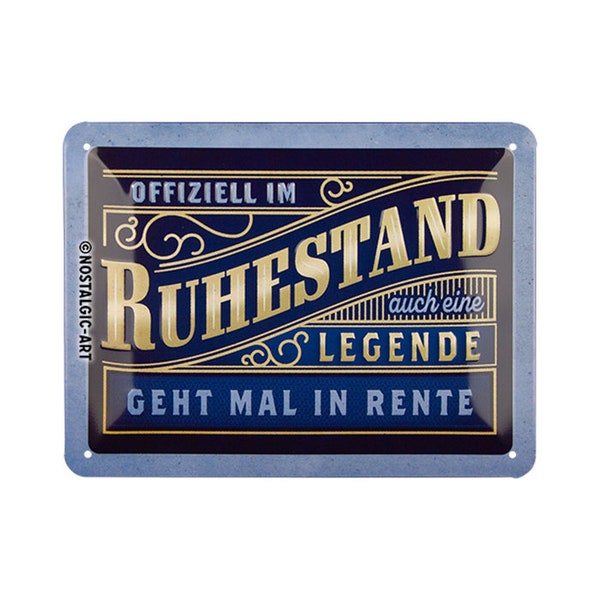 Nostalgic-Art Retro tin sign, 15 x 20 cm, "Retirement", gift idea for pensioners, made of metal, vintage design with saying