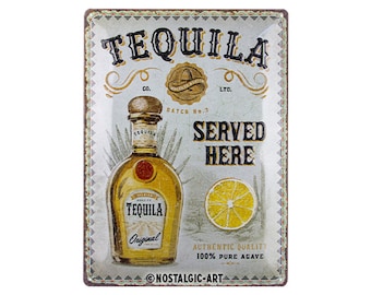 Nostalgic-Art Retro Blechschild, 30 x 40 cm, "Tequila Served Here", Geschenk-Idee als Bar-Zubehör, aus Metall, Vintage Design