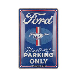 Panneau Métal "Mustang Parking Only" - 20,3 X 30,5 Cm, Aluminium, Décoration Garage, Cave à Vin, Cadeau Pour Fan De Ford