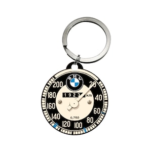 Porte-clés rétro Nostalgic-Art, Ø 4 cm, "BMW - compteur de vitesse", idée cadeau pour les fans d'accessoires BMW, en métal, design vintage