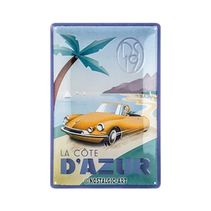 Nostalgic-Art Targa in metallo retrò, 20 x 30 cm, "DS - La Cote D'Azur DS19", idea regalo per gli appassionati di accessori Citroen, in metallo, design vintage