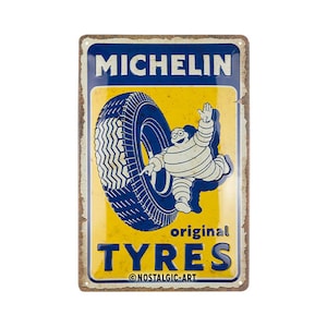 Targa retrò in metallo Nostalgic-Art, 20 x 30 cm, "Michelin - Pneumatici originali", idea regalo per gli amanti dei motori, in metallo, design vintage