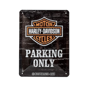 Nostalgic-Art Retro Blechschild, 15 x 20 cm, Harley-Davidson Parking Only, Geschenk-Idee für Biker, aus Metall, Vintage Design Bild 1