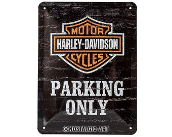 Nostalgic-Art retro metal sign, 15 x 20 cm, &quot;Harley-Davidson Parking Only&quot;, gift idea for bikers, made of metal, vintage design