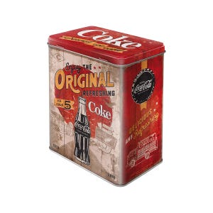 Nostalgic-Art storage tin approx. 4.5 x 7 in Coca-Cola - Original Coke Highway 66 kitchen decor retro gift for retro decor fans, OLP
