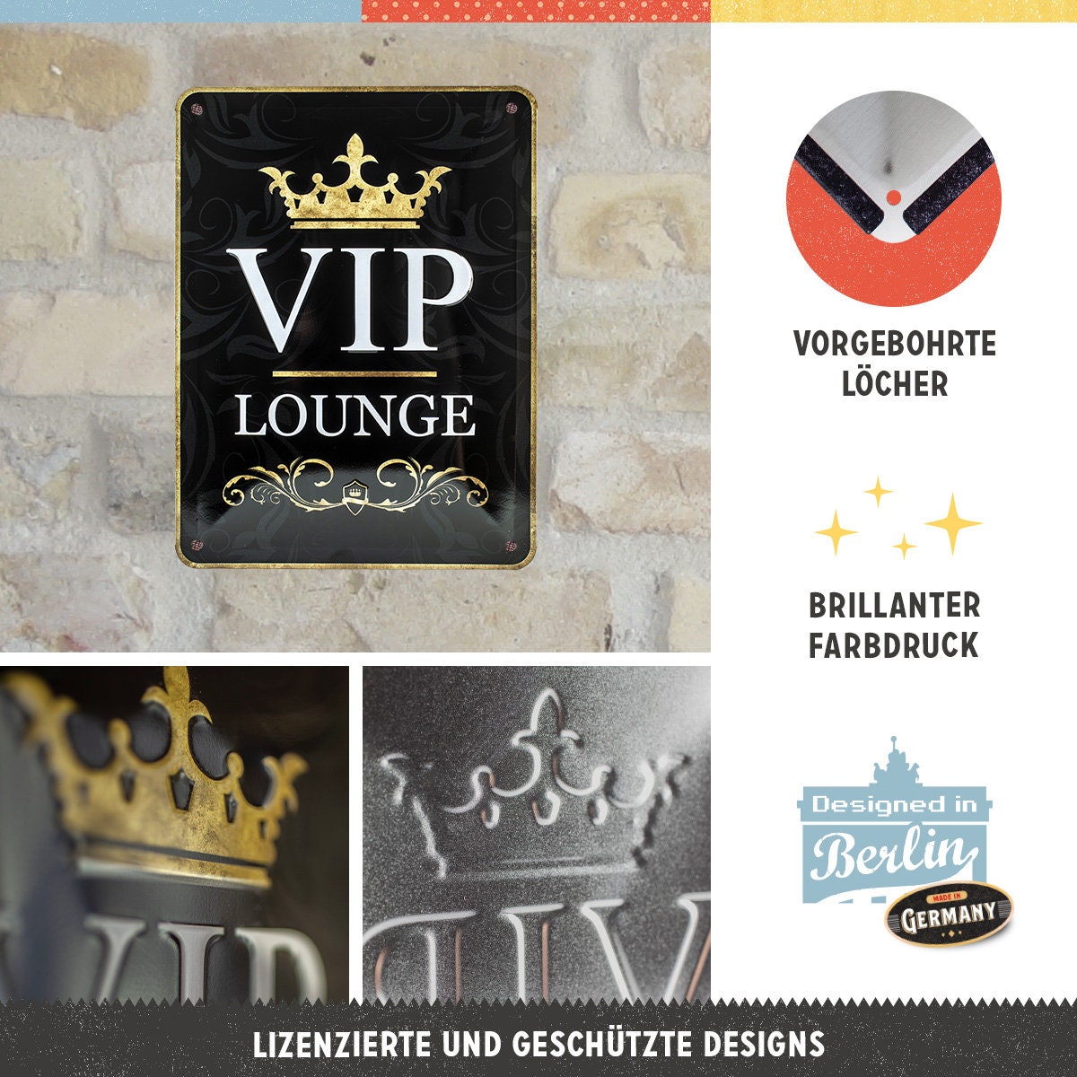 Nostalgic-Art Retro Blechschild „VIP Lounge“ – 15x20cm, Aus Stahlblech, Made In Germany – Perfektes Geschenk