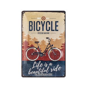 Nostalgic-Art Retro tin sign, 20 x 30 cm, "Bicycle - Beautiful Ride", gift idea for cyclists, made of metal, vintage design