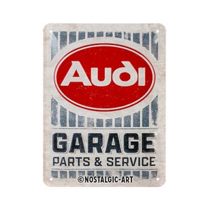 Nostalgic-Art Targa in metallo retrò, 15 x 20 cm, "Audi - Garage", idea regalo per gli appassionati di accessori Audi, in metallo, design vintage