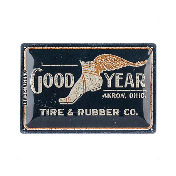 ヴィンテージ　GOODYEAR　アメリカ企業　バナー　看板　VINTAGE Nostalgic-art Retro Metal Sign, 20 X 30 Cm, 