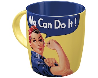 Nostalgic-Art Retro Kaffee-Becher, 330 ml, "We can do it", Geschenk-Idee für Frauen, Keramik-Tasse, Vintage Design