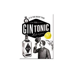Set Di 8 Calamite Da Frigo Con Frasi Sul Gin Tonic - 20x15 Cm, Divertenti E Colorate