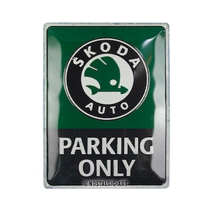 Nostalgic-Art Retro tin sign, 30 x 40 cm, &quot;Skoda - Parking Only&quot;, gift idea for Skoda accessories fans, made of metal, vintage design