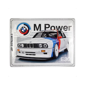 Nostalgic-Art Retro Blechschild, 30 x 40 cm, &quot;BMW Motorsport – M Power E30&quot;, Geschenk-Idee für BMW Fans, aus Metall, Vintage Design