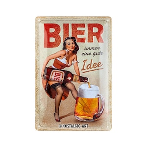 Nostalgic-Art Retro tin sign, 20 x 30 cm, &quot;Always a good idea&quot;, gift idea for beer fans, made of metal, vintage design with saying