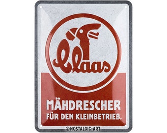 Nostalgic-Art Retro Blechschild, 15 x 20 cm, "Claas – Mähdrescher", Geschenk-Idee für Traktor-Fans, aus Metall, Vintage Design