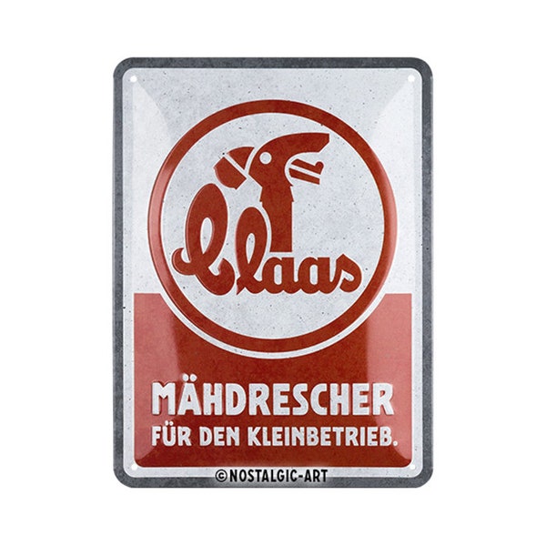 Nostalgic-Art Retro Blechschild, 15 x 20 cm, "Claas – Mähdrescher", Geschenk-Idee für Traktor-Fans, aus Metall, Vintage Design