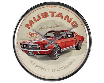 Nostalgic-Art wall clock approx. 12 in diameter Ford Mustang - GT 1967 Red vintage wall clock retro gift for retro fans, collectors, OLP