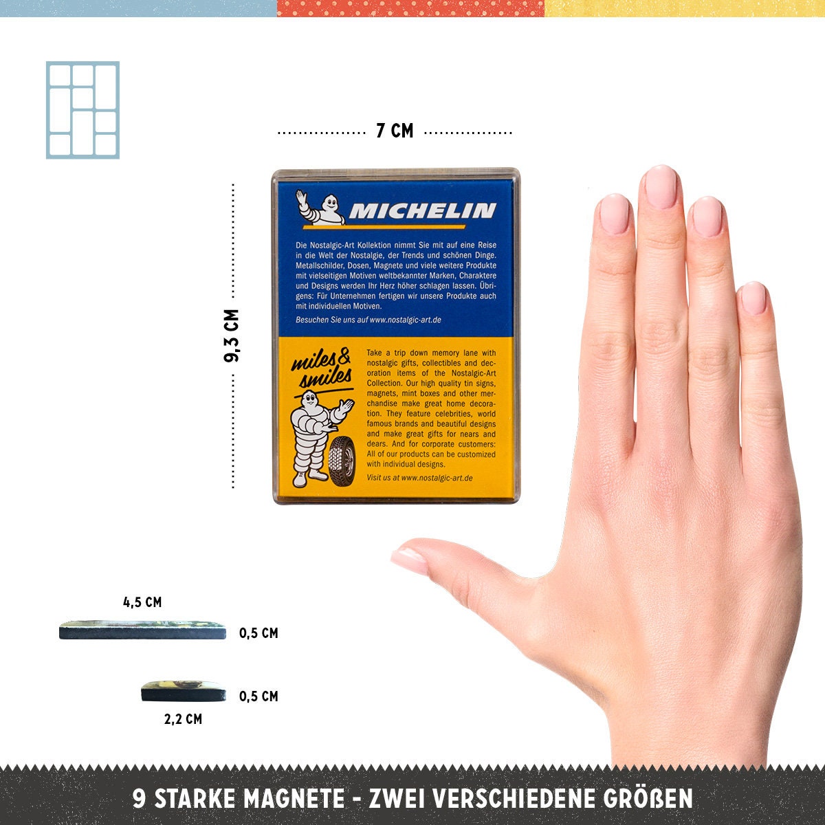 Targa Retr&ograve; Michelin 30x40 Cm - Logo Evolution In Metallo Vintage Per Appassionati Di Auto