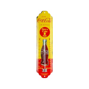 Nostalgic-Art wall thermometer approx. 3 x 11 in Coca-Cola - In Bottles Yellow wall decor retro gift for retro fans, workshop decor, OLP