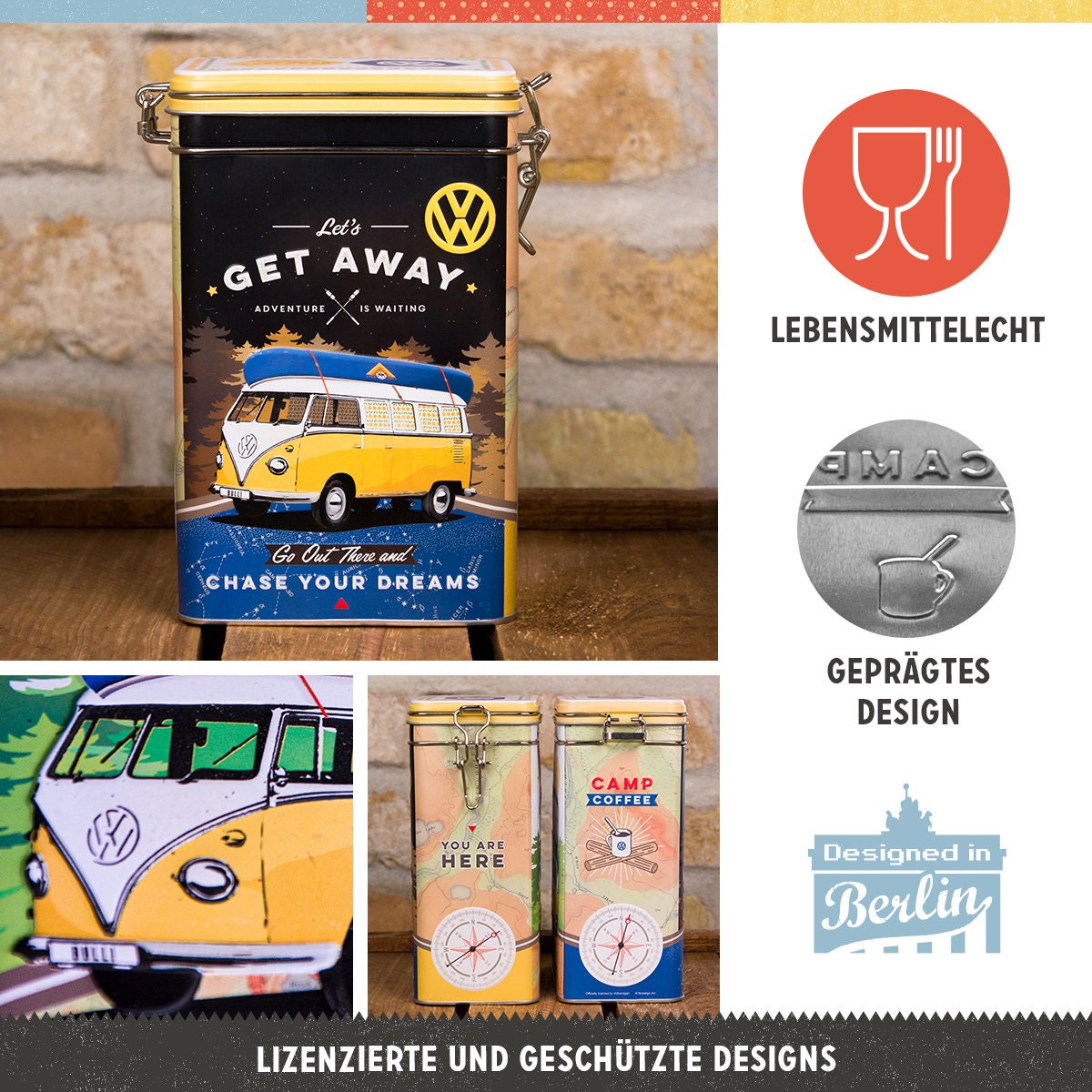 Nostalgic-Art Boîte à Thé Rétro, Bulli T1 – Let's Get Lost – Idée De