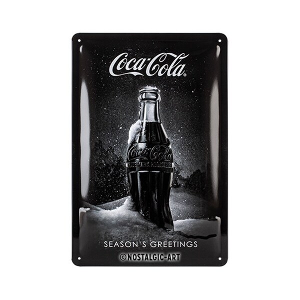 Nostalgic-Art Plaque en tôle rétro, 20 x 30 cm, « Coca-Cola - Black Bottle Snow », idée cadeau pour les fans de Coca-Cola, en métal, design vintage