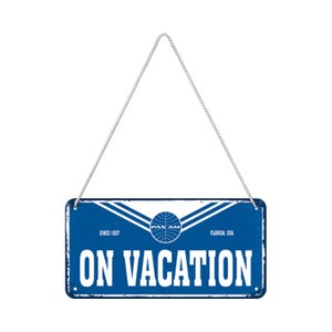 Nostalgic-Art Cartello retrò, 10 x 20 cm, "Pan Am - In vacanza", idea regalo per gli appassionati di viaggi, in metallo, design vintage