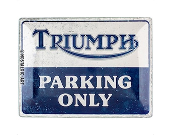 Nostalgic-Art retro metal sign, 30 x 40 cm, "Triumph - Parking Only", gift idea for bikers, made of metal, vintage design
