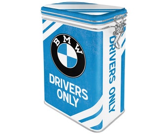 Lata de café retro Nostalgic-Art, 1,3 l, "BMW - Drivers Only", idea de regalo como accesorio para fans de BMW, con tapa aromática, diseño vintage
