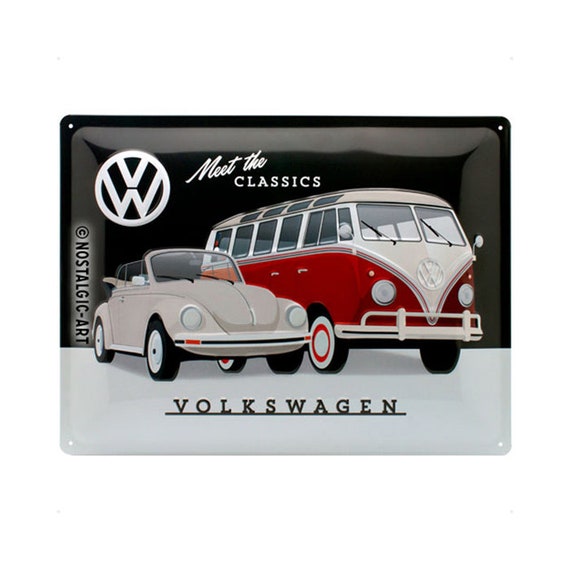 Targa Metallica Vintage Volkswagen Bulli T1 30x40 Cm | Let's Get Away | Decorazione Retrò Per Garage E Casa
