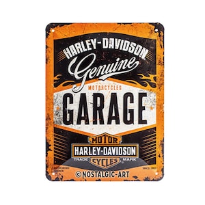Nostalgic-Art Targa in metallo retrò, 15 x 20 cm, "Harley-Davidson Garage", idea regalo per motociclisti, in metallo, design vintage