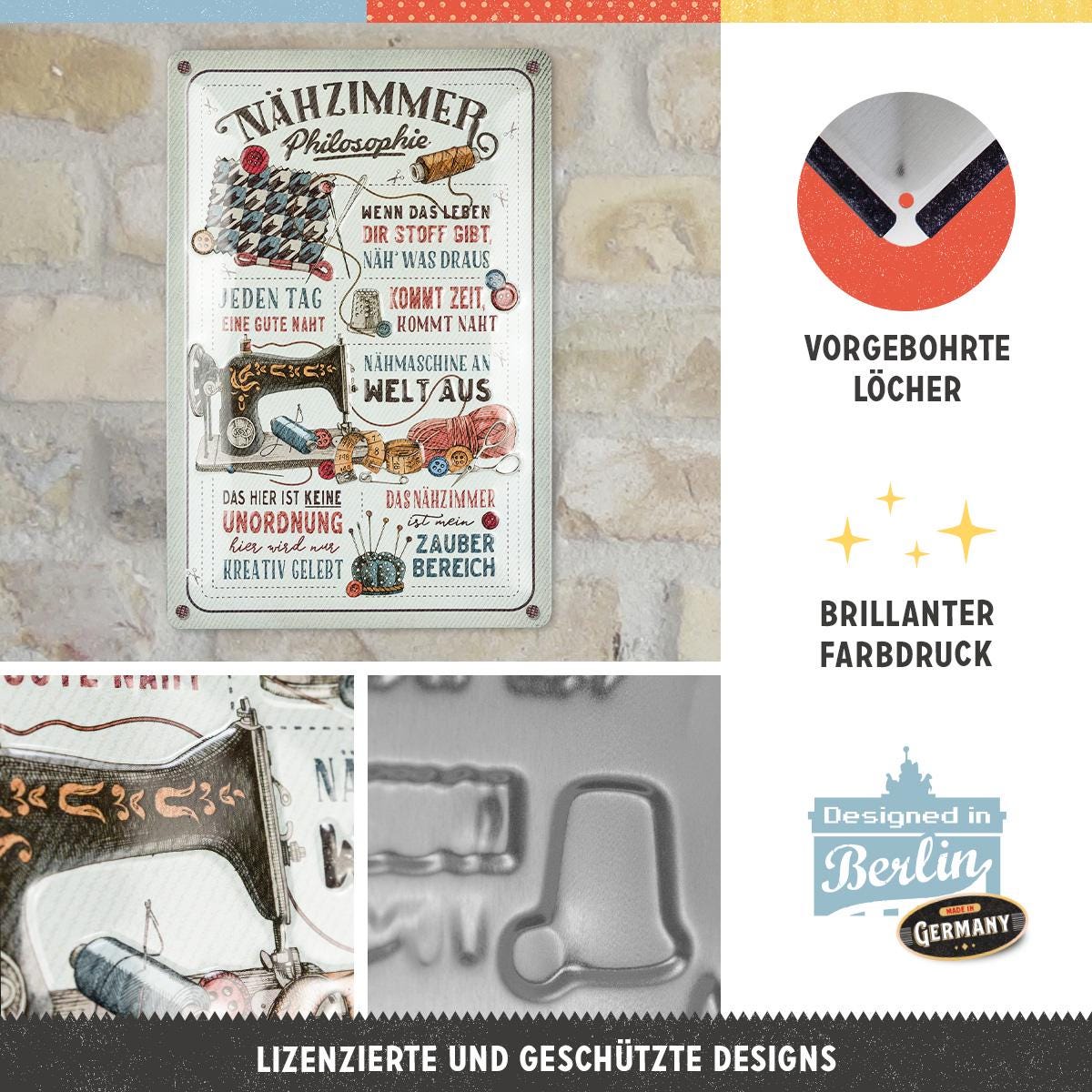 Targa In Metallo Vintage Per Sarte - Decorazione Shabby Chic 15x20 Cm, Idea Regalo Per Appassionate Di Cucito