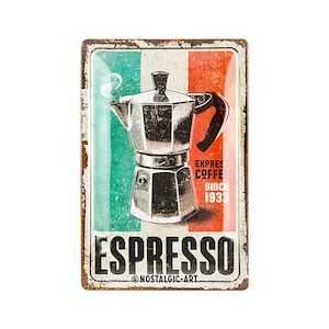 Espresso Retro-Blechschild aus Stahlblech, 20 x 30 cm