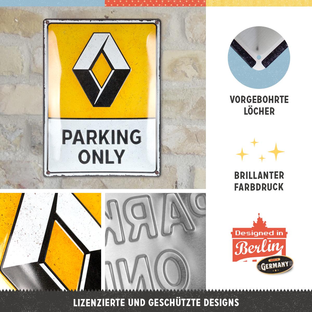 Nostalgic-Art Targhe Vintage, Citroen – Parking Only – Idea Regalo per Accessori per Auto, in Metallo, Design Retro per Decorazione, 30 x 40 cm