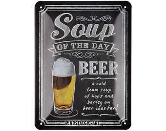 Retro Blechschild „Suppe Des Tages“ – 15 X 20 Cm, Metall, Mit Prägung, Made In Germany