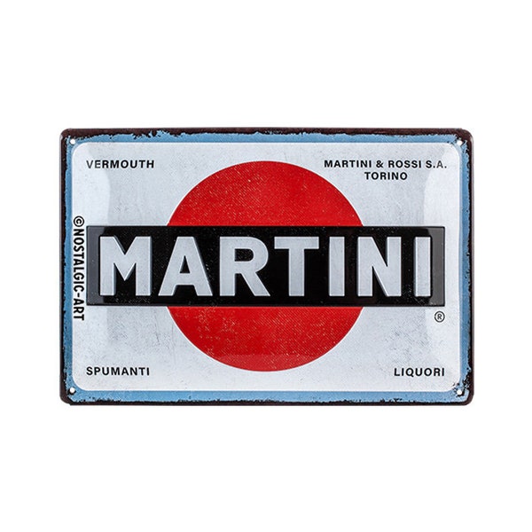 Nostalgic-Art Retro tin sign, 20 x 30 cm, "Martini - Logo White", gift idea as a bar accessory, made of metal, vintage design